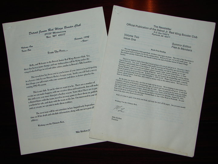 Detroit Jr Red Wings Newsletter